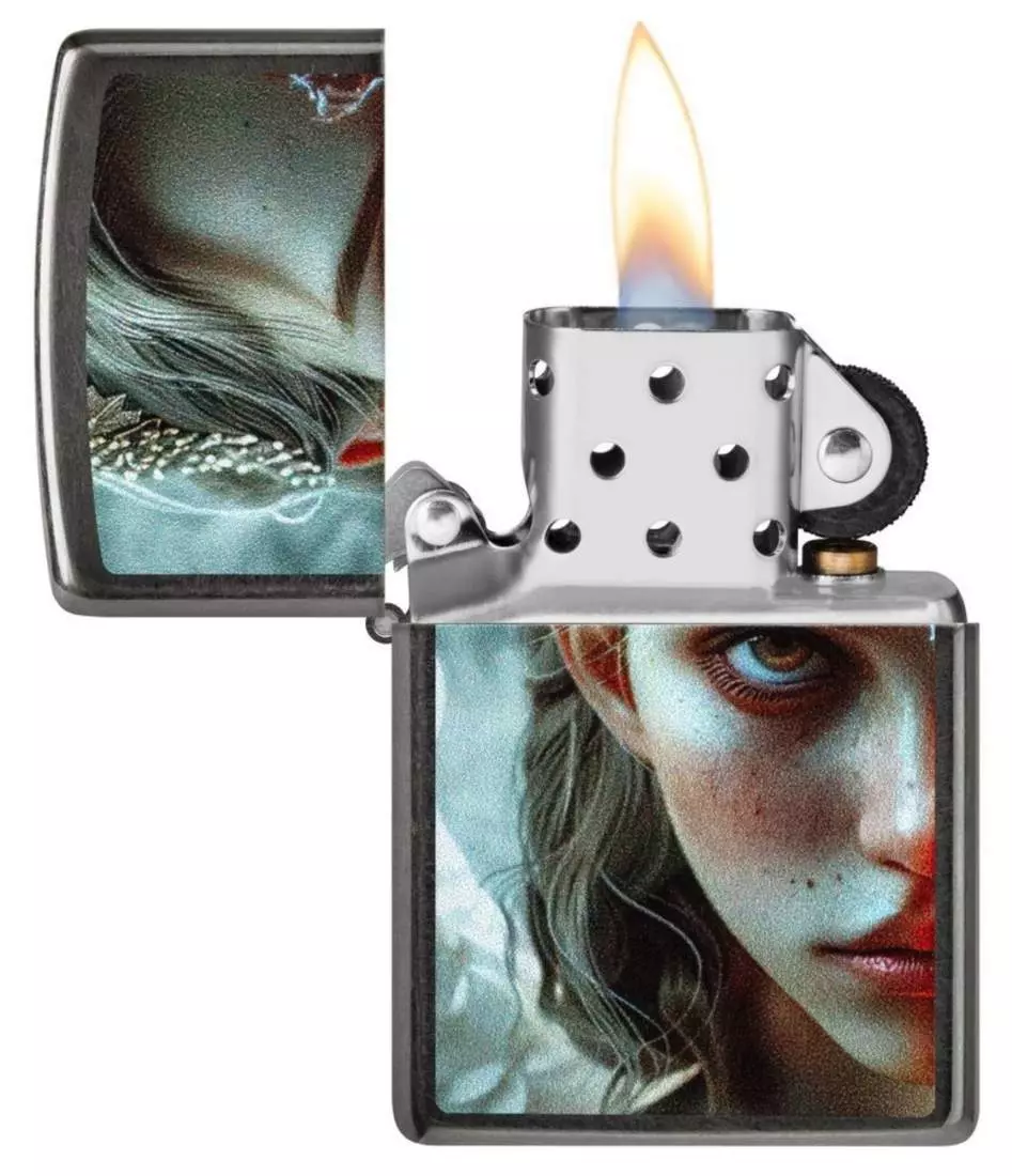 Produktbild: Zippo Angel Devil Grey Feuerzeug offen