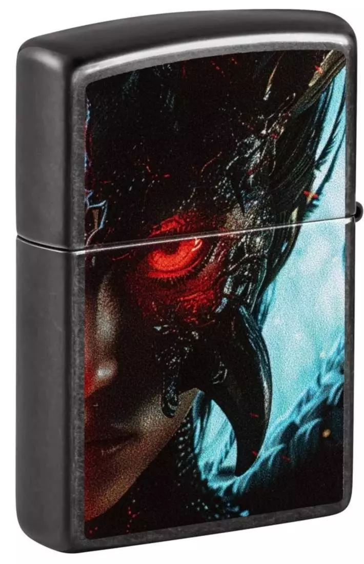 Produktbild: Zippo Angel Devil Grey Feuerzeug seitlich hinten
