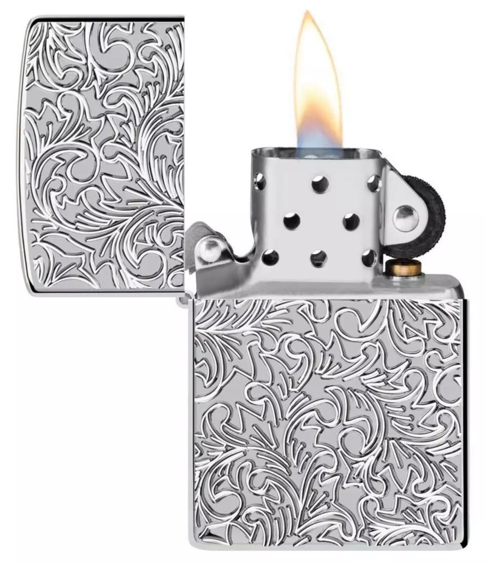 Produktbild: Zippo Deep Carved Pattern Armor Case Chrom poliert offen