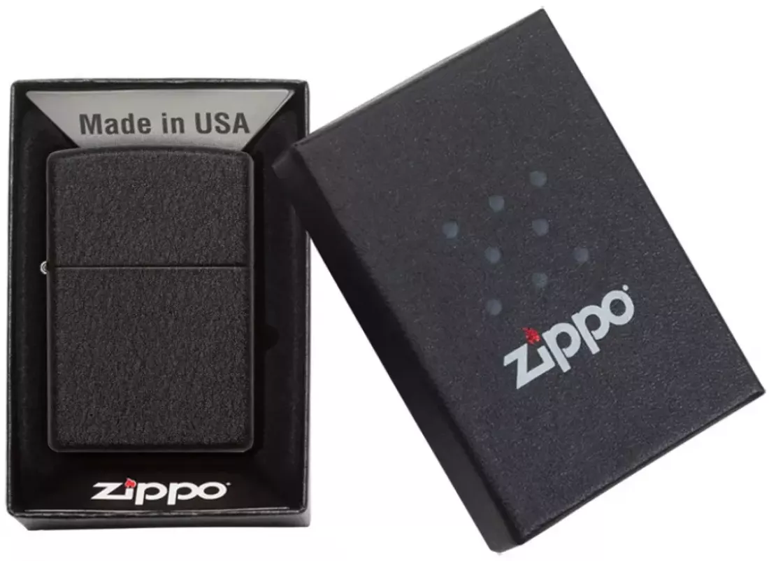Produktbild: Zippo Black Crackle Basismodell Feuerzeug Verpackung