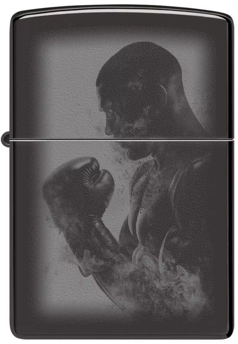 Produktbild: Zippo Boxer schwarz hoch glänzend Feuerzeug vorne