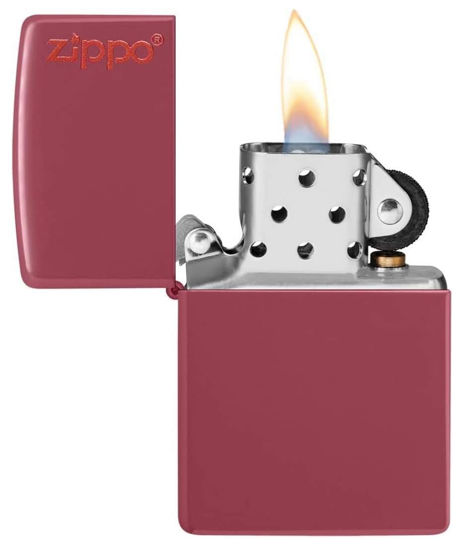 Produktbild: Zippo Brick Basismodell ziegelsteinrot mit Logo Feuerzeug offen