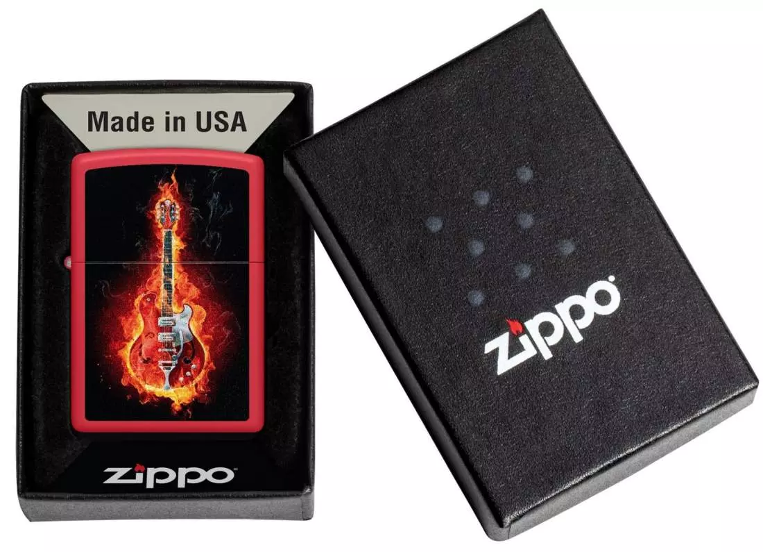 Produktbild: Zippo Burning Guitar Flammende Gitarre Feuerzeug Verpackung