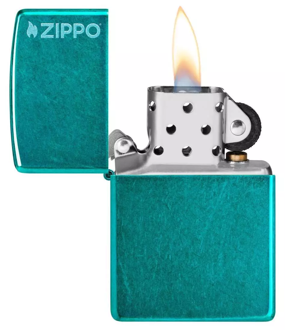 Produktbild: Zippo Candy Teal Blaugrün mit Logo Feuerzeug mit Flamme