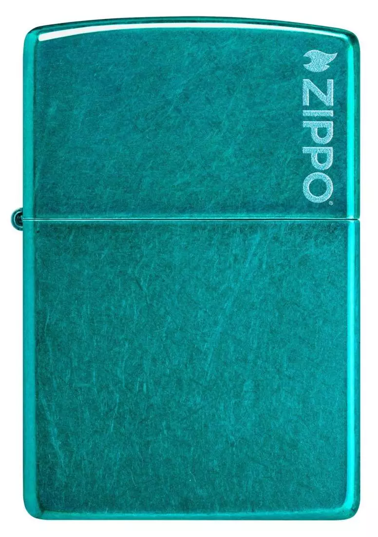 Produktbild: Zippo Candy Teal Blaugrün mit Logo Feuerzeug vorne