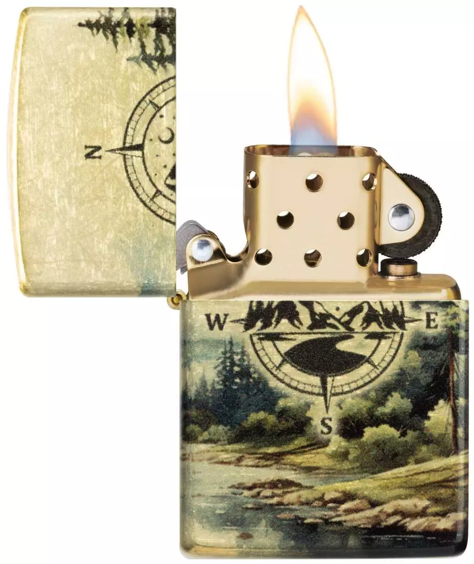 Produktbild: Zippo Compass Adventure Feuerzeug offen