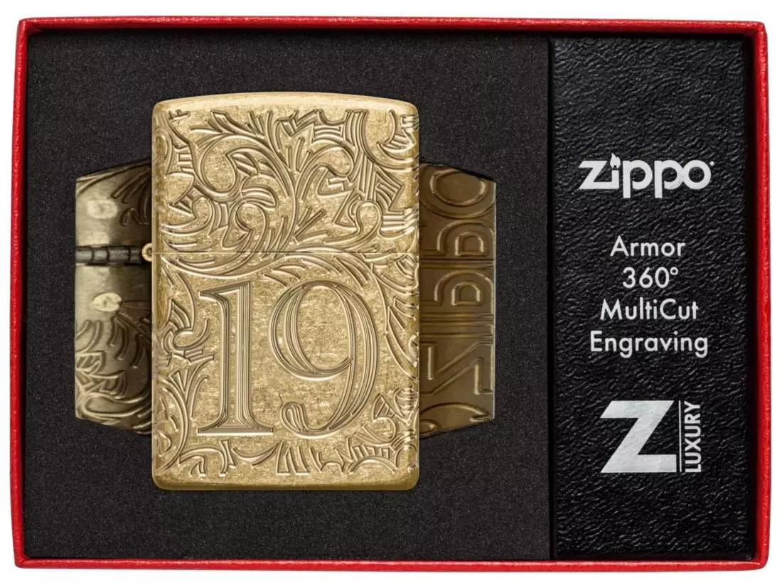 Produktbild: Zippo Flame Armor Case schwarz matt Feuerzeug Verpackung