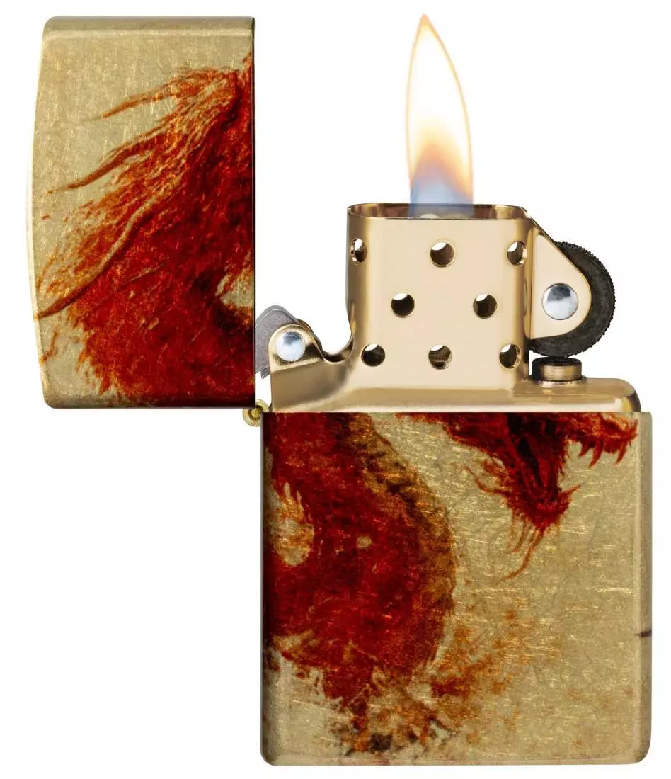 Produktbild: Zippo Drache und Samurai Fusion Feuerzeug offen