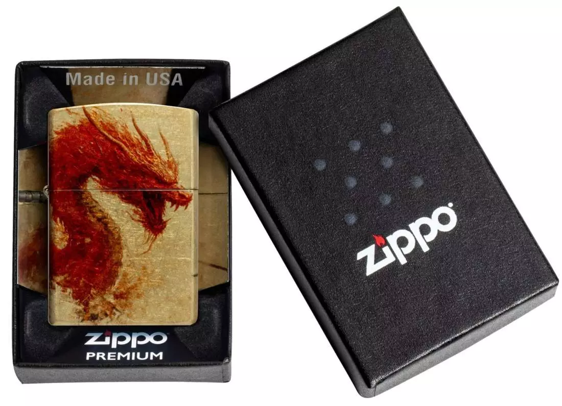 Produktbild: Zippo Drache und Samurai Fusion Feuerzeug Verpackung