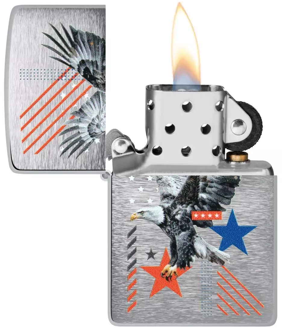 Produktbild: Zippo Eagle and Stars mit Americana-Motiv Feuerzeug offen