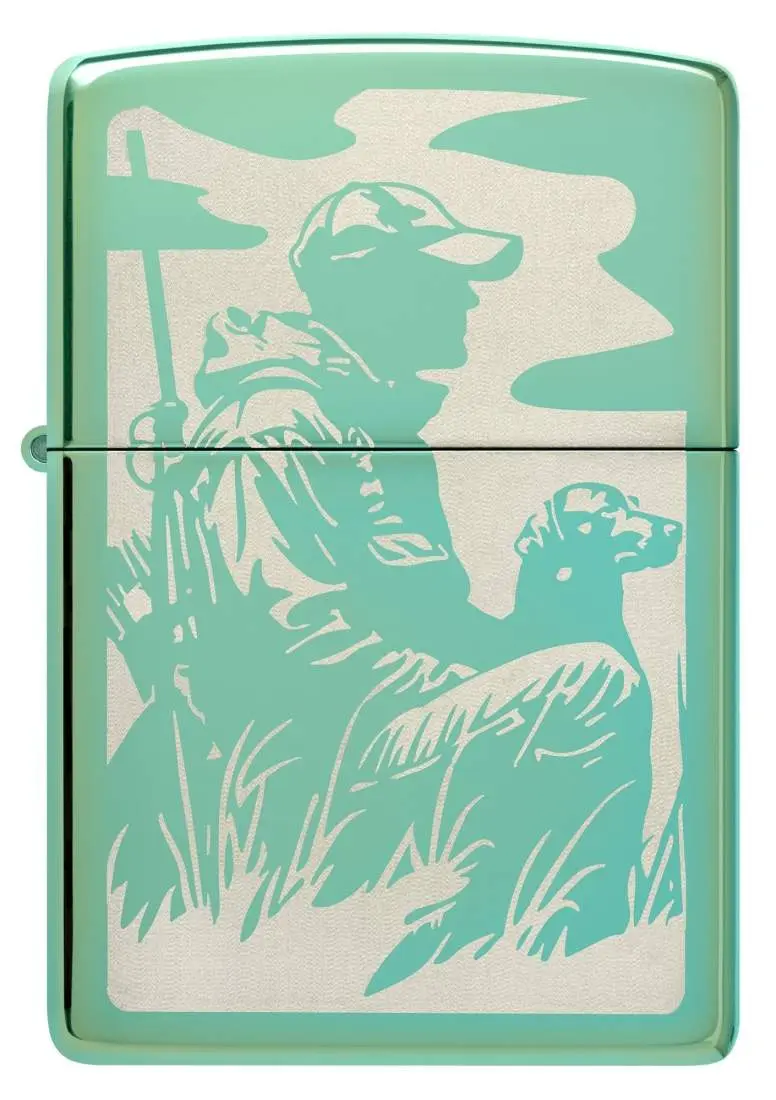 Produktbild: Zippo 60007663 Duck Hunting Entenjäger High Polish Green Laser Engrave Frontansicht