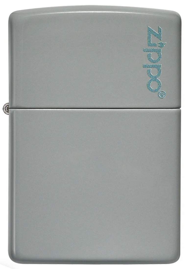 Produktbild: Zippo Flat Gray Basismodell grau mit Logo Feuerzeug vorne