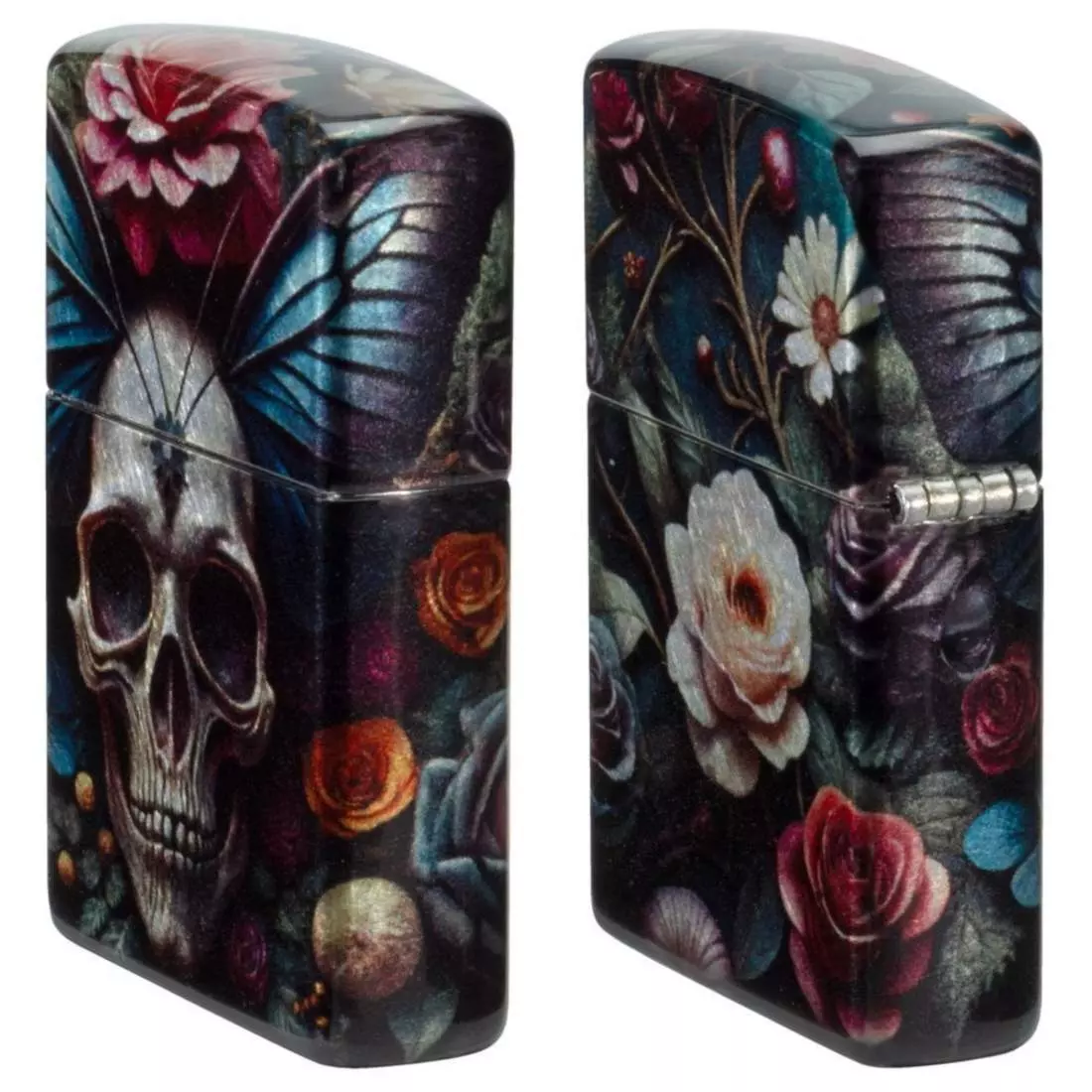 Produktbild: Zippo Floral Skull rundherum bedruckt Feuerzeug Seiten