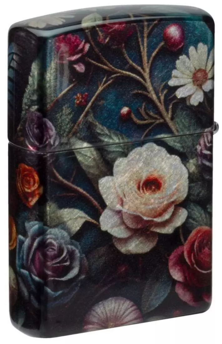 Produktbild: Zippo Floral Skull rundherum bedruckt Feuerzeug hinten