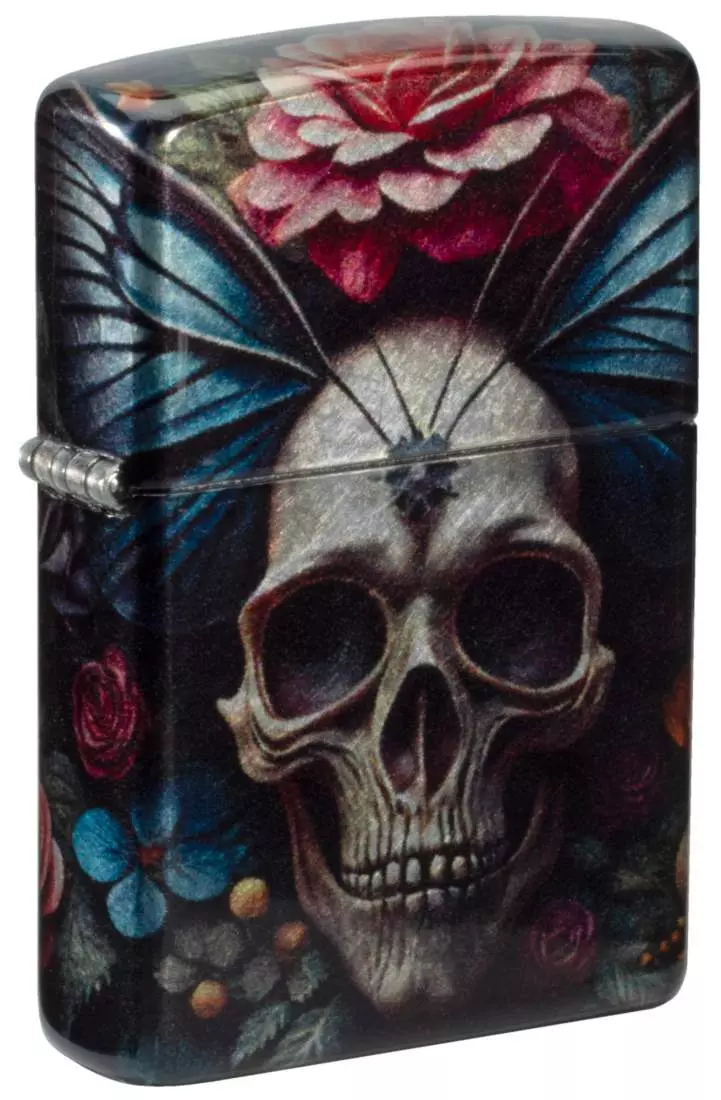 Produktbild: Zippo Floral Skull rundherum bedruckt Feuerzeug