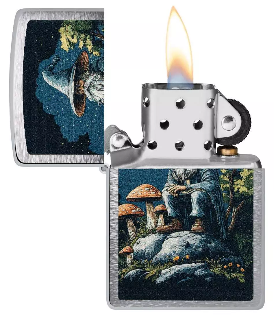 Produktbild: Zippo Märchen Gartenzwerg Chrom gebürstet Feuerzeug offen