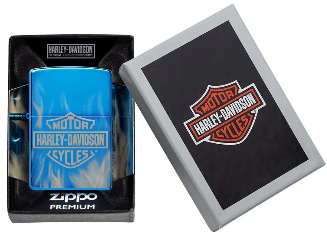 Produktbild: Zippo Harley Davidson high polished blue Feuerzeug Verpackung