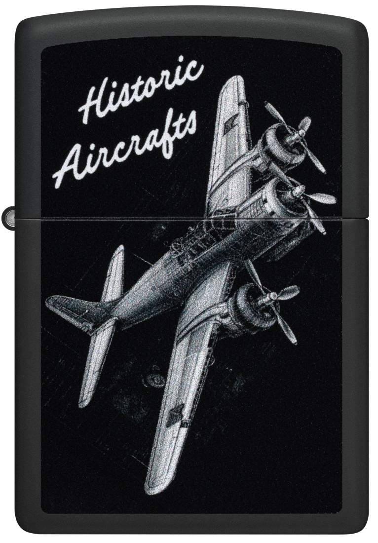 Produktbild: Zippo Historic Aircrafts schwarz matt Feuerzeug vorne