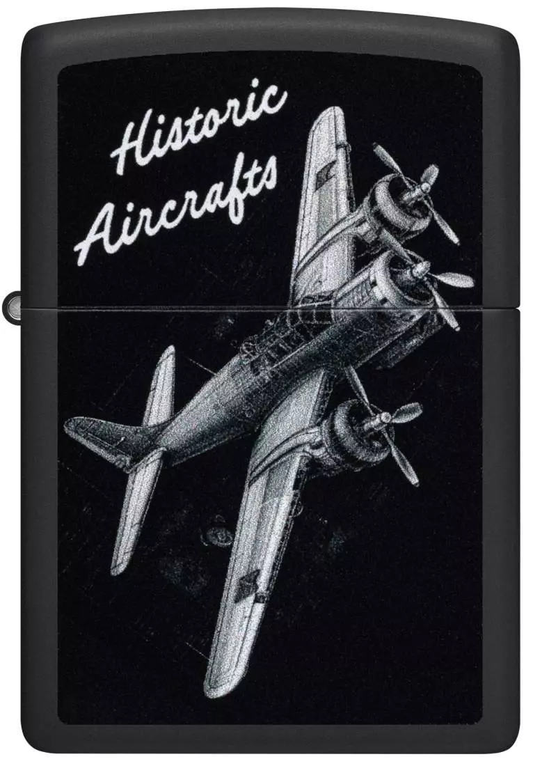 Produktbild: Zippo Historic Aircrafts schwarz matt Feuerzeug vorne