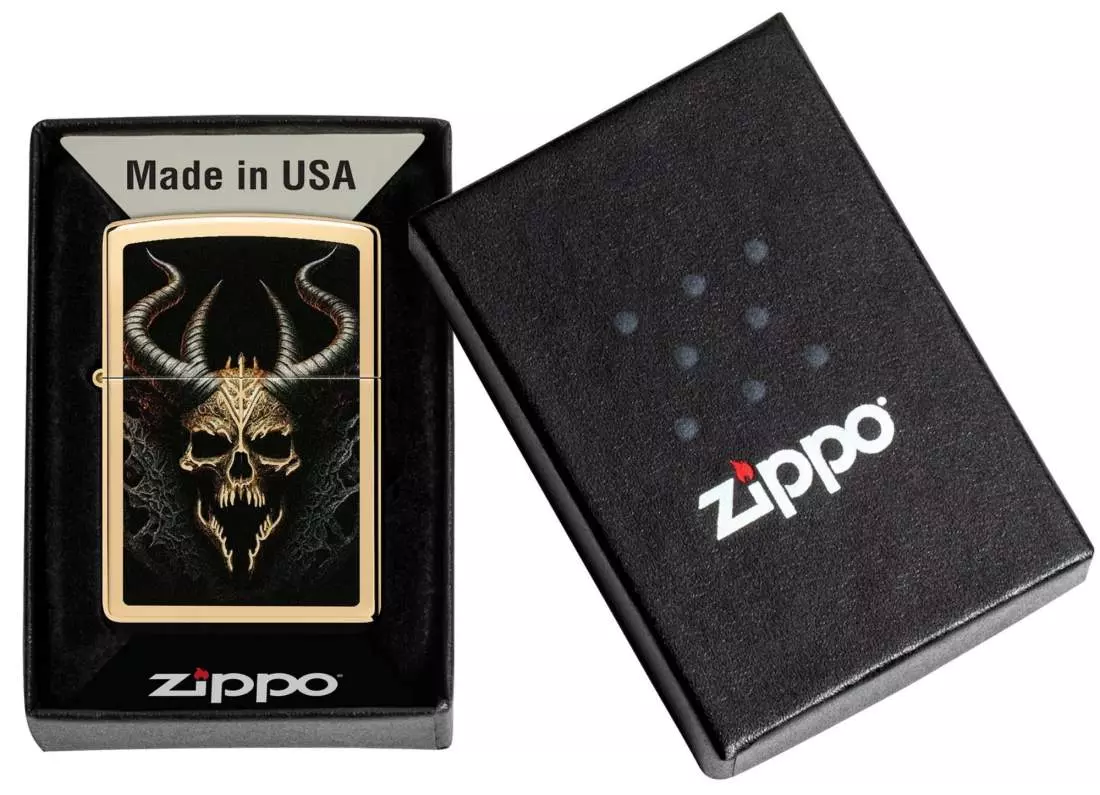 Produktbild: Zippo Horror Skull Messing Feuerzeug Verpackung