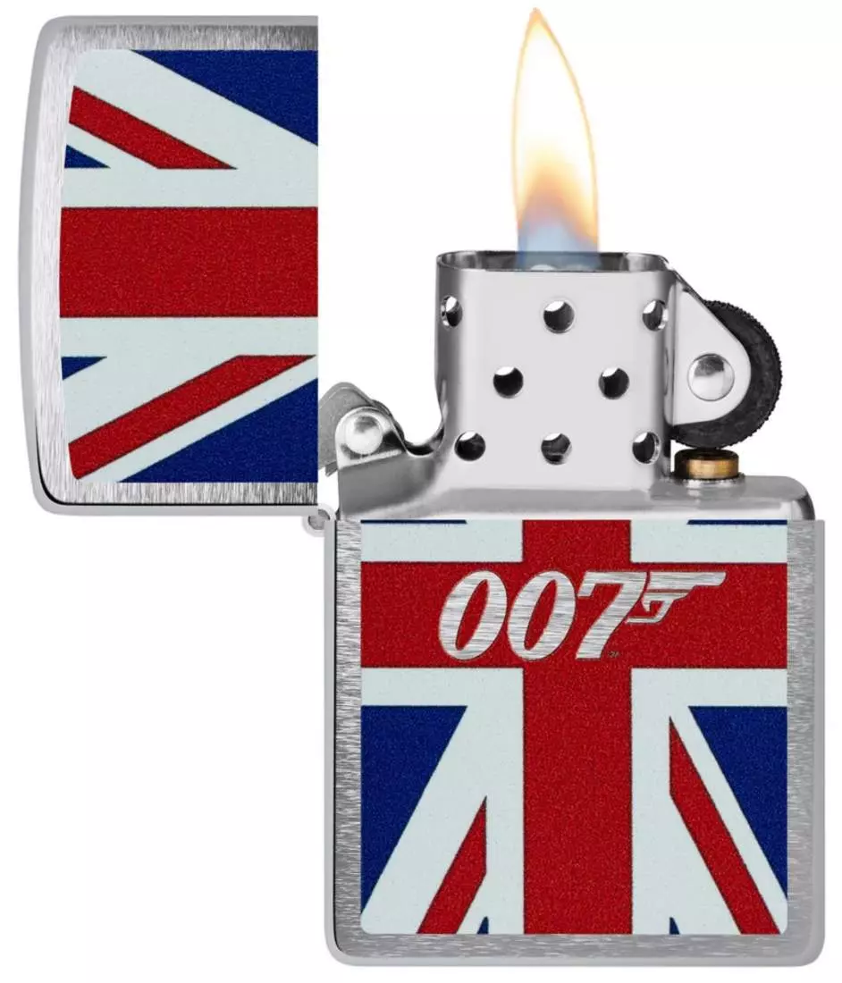 Produktbild: Zippo James Bond 007 Union Jack Chrom gebürstet 60007546 offen