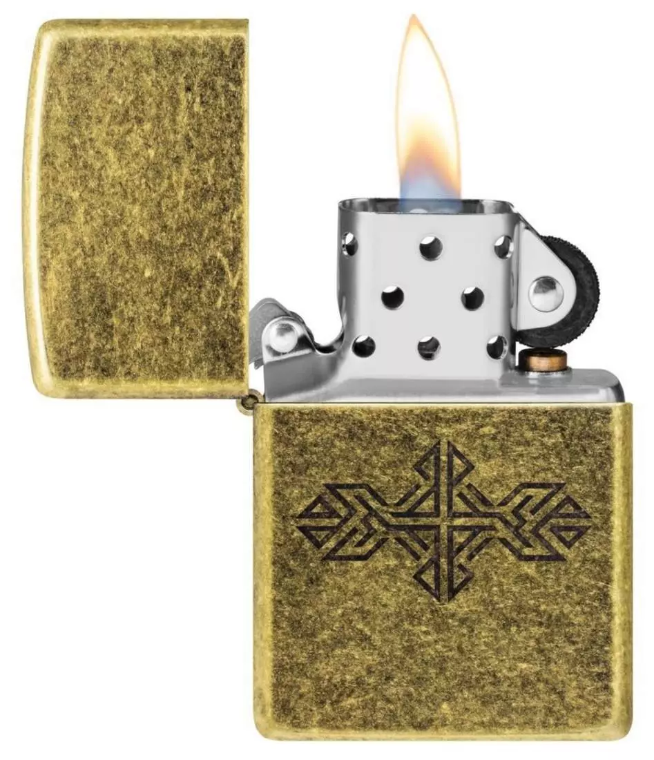 Produktbild: Zippo Medieval Pattern Messing Antik graviert offen