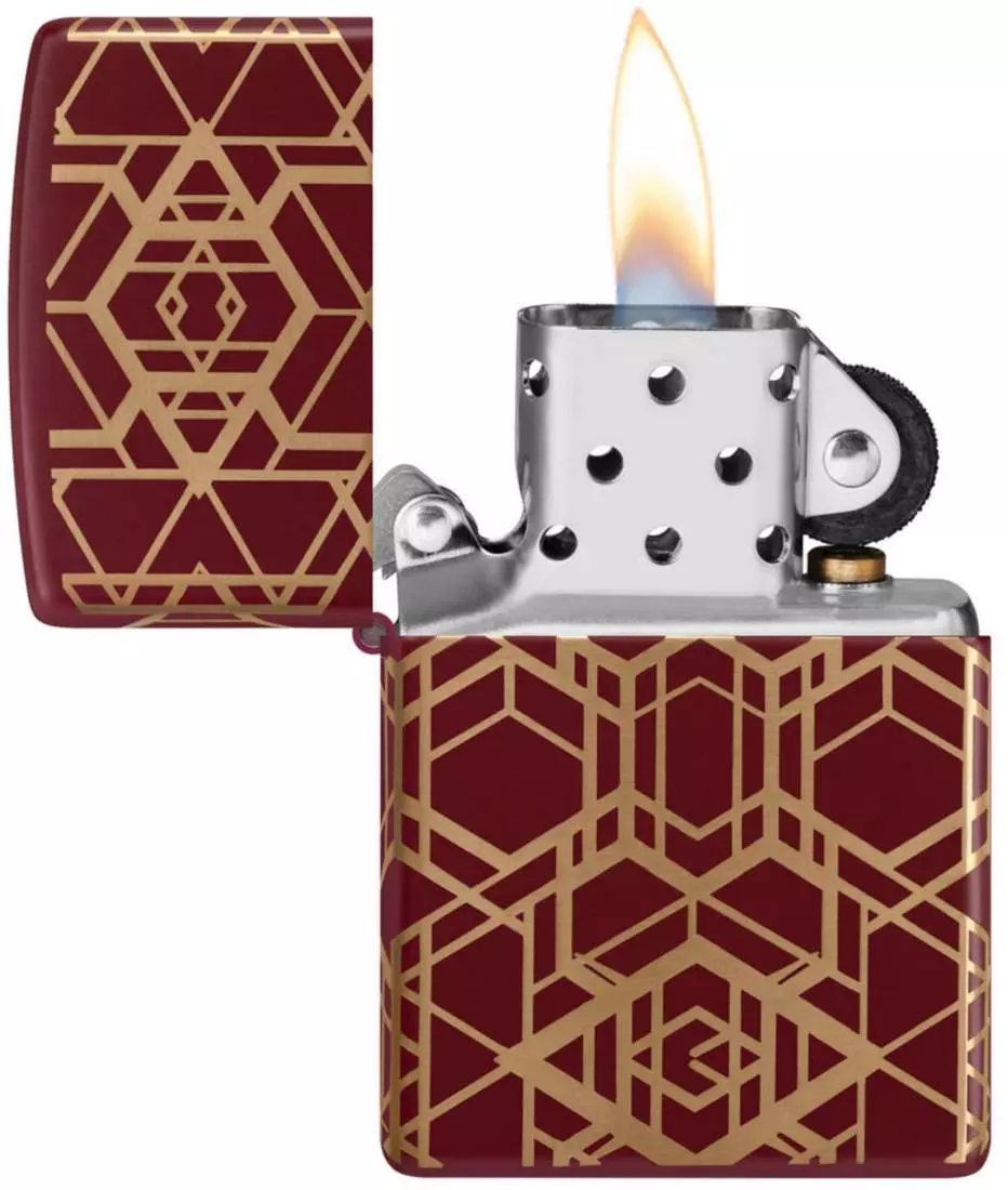 Produktbild: Zippo Merlot Laserlinien Grid PatternFeuerzeug offen