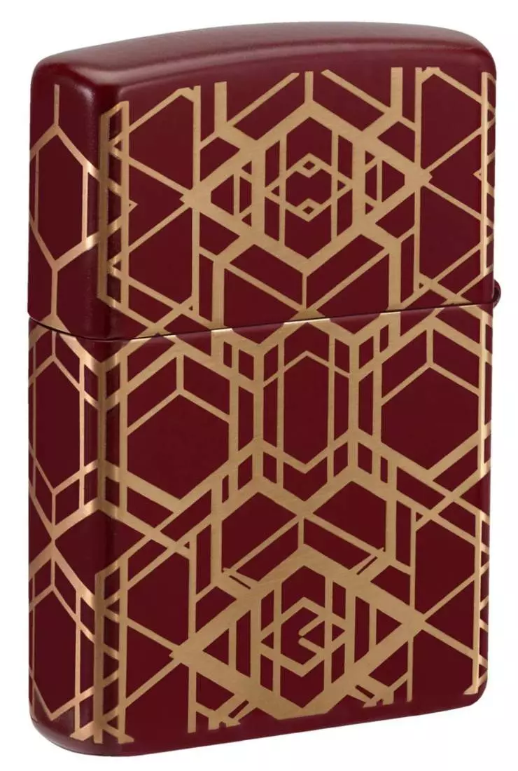 Produktbild: Zippo Merlot Laserlinien Grid PatternFeuerzeug hinten seitlich