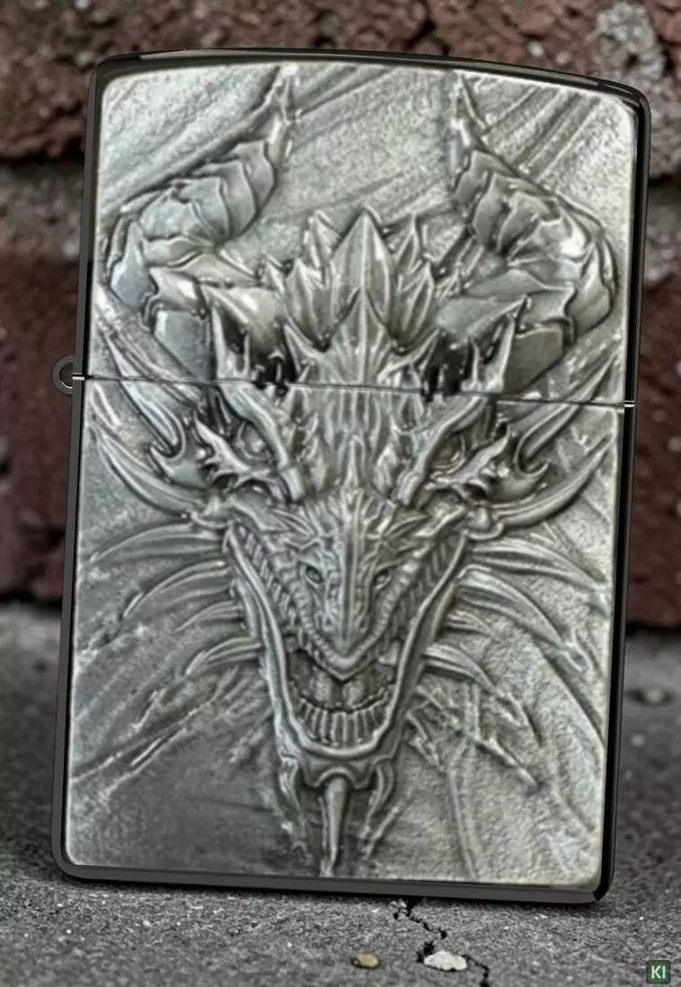 Produktbild: Zippo Metal Dragon schwarz ebony stehend