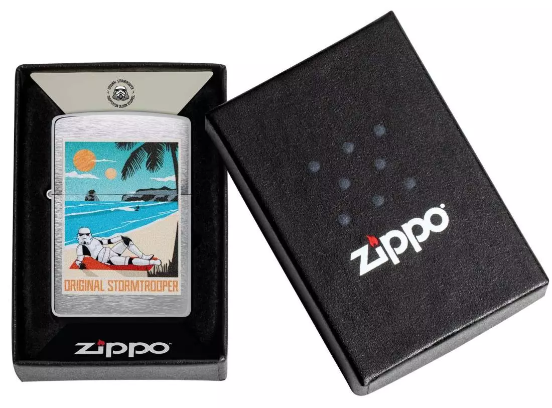 Produktbild: Zippo Original Stormtrooper Beach Chrom gebürstet Feuerzeug Verpackung