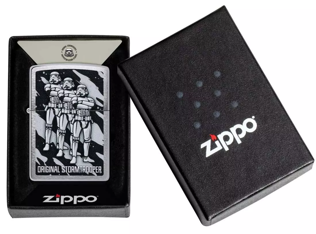 Produktbild: Zippo Original Stormtrooper Squad Chrom gebürstet Feuerzeug Verpackung