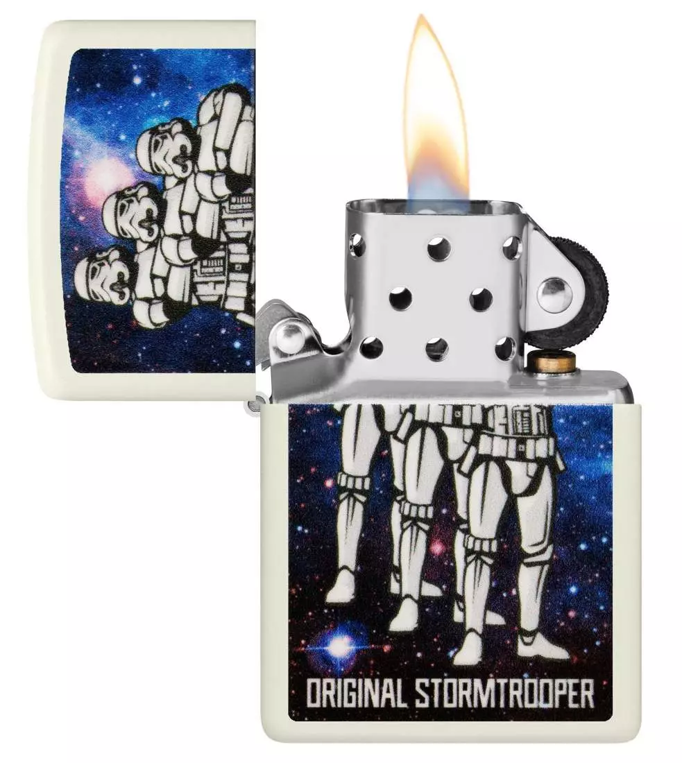 Produktbild: Zippo Original Stormtrooper Squad weiss Glow in the Dark Feuerzeug offen