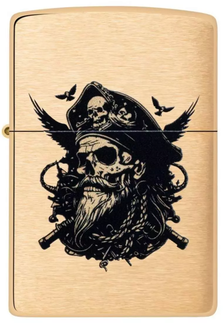 Produktbild: Zippo Pirate Skull Messing gebürstet vorne