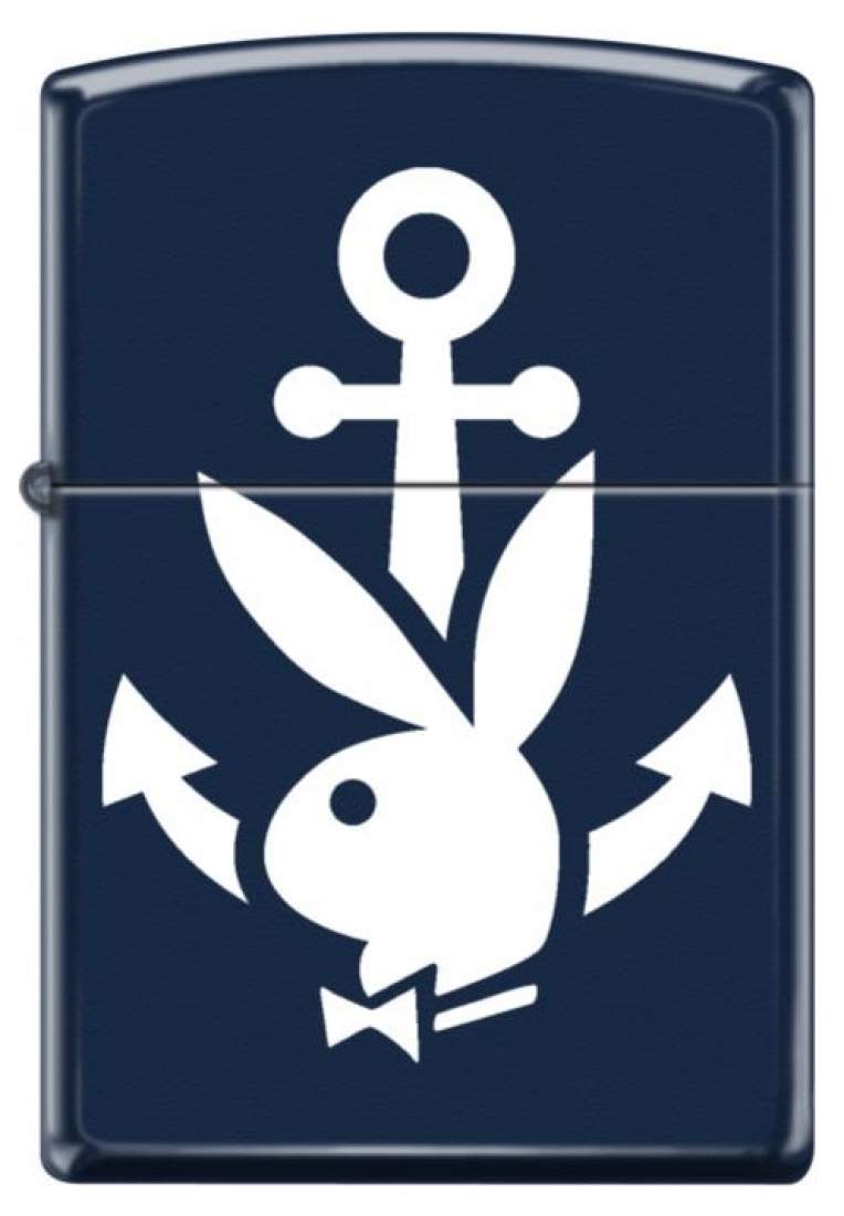 Produktbild: Zippo Playboy Anchor in Navy Blue color Druck Feuerzeug vorne