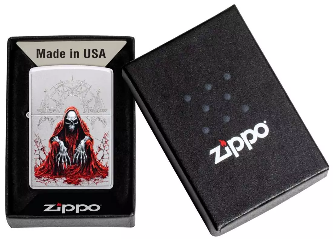 Produktbild: Zippo Reaper Skull Skelett Sensenmann Feuerzeug Verpackung