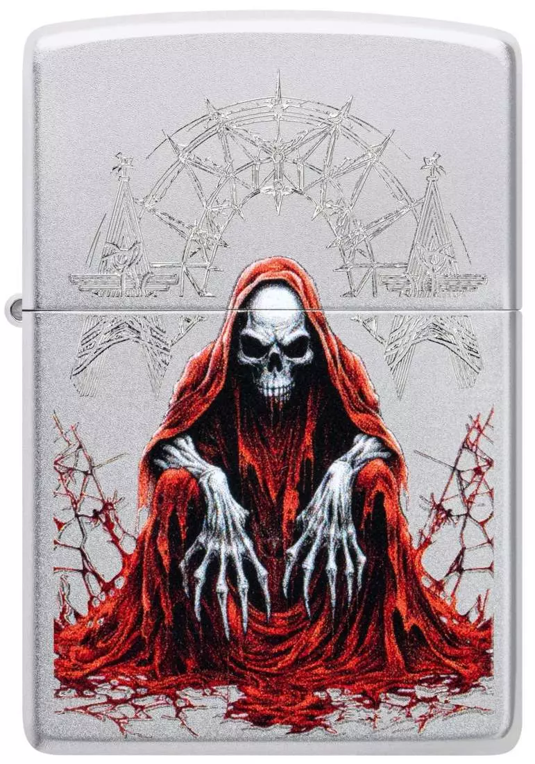 Produktbild: Zippo Reaper Skull Skelett Sensenmann Feuerzeug vorne