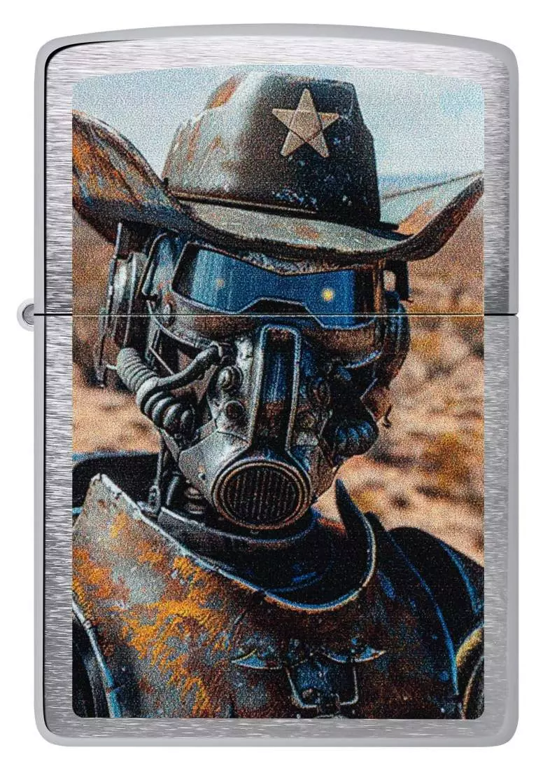 Produktbild: Zippo Cowboy Robot Ranger Chrom gebürstet Feuerzeug vorne
