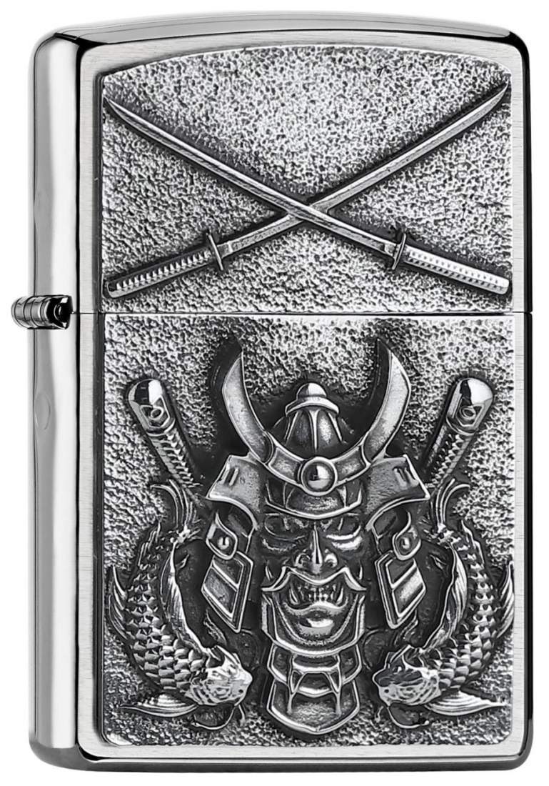 Produktbild: Zippo Samurai chrom gebürstet mit Emblem Feuerzeug