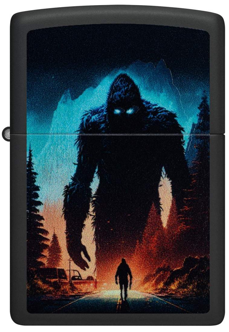 Produktbild: Zippo Sasquatch Black Light schwarz Feuerzeug vorne