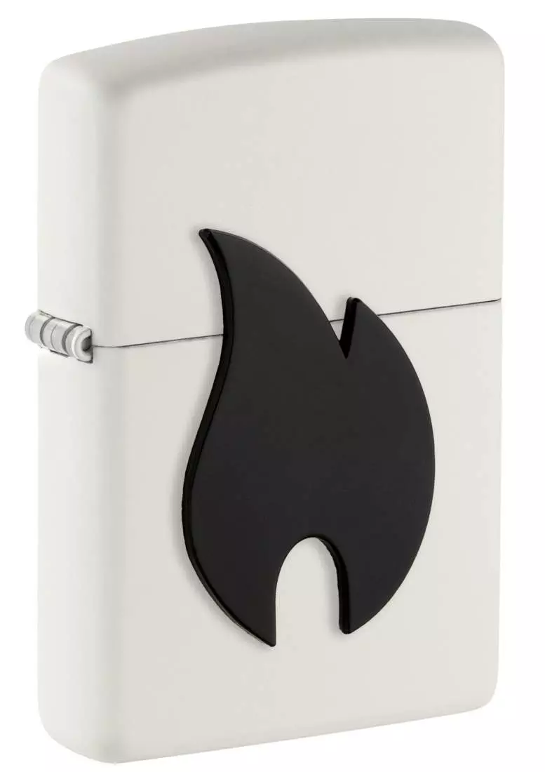 Produktbild: Zippo Schwarzes Flammenemblem weiß Feuerzeug Verpackung