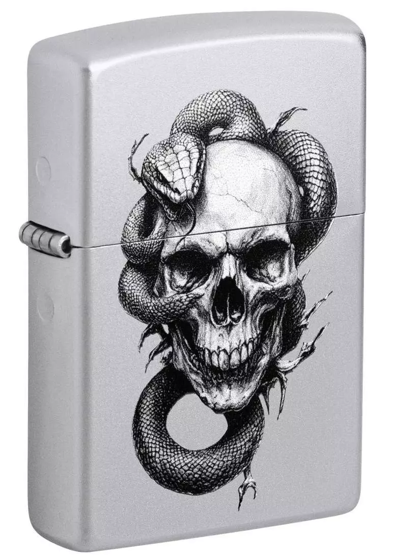 Produktbild: Zippo Skull and Snake Chrom satiniert Feuerzeug 60007695