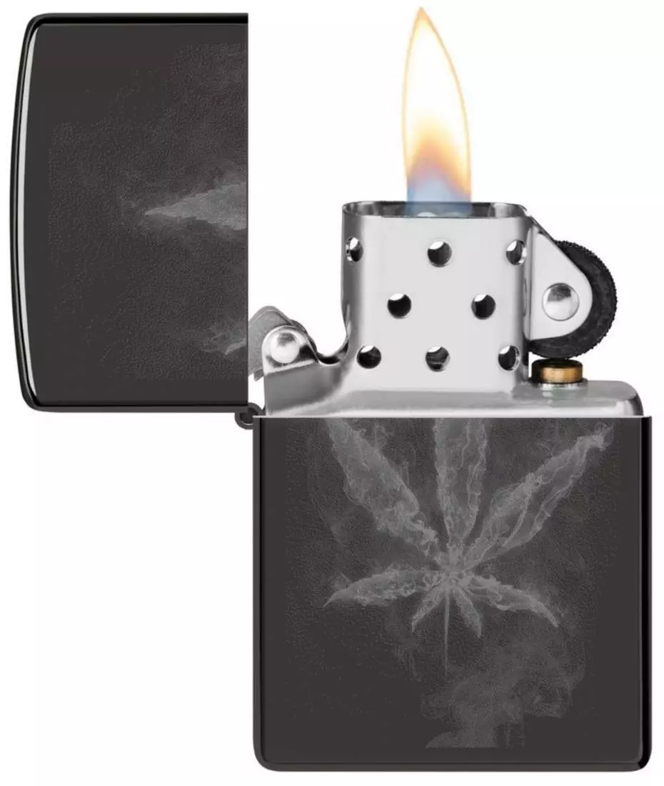 Produktbild: Zippo Smokey Leaf schwarz glanz offen