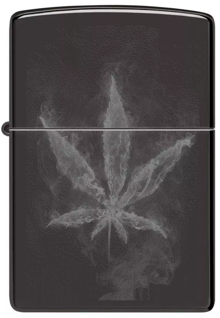 Produktbild: Zippo Smokey Leaf schwarz glanz vorne