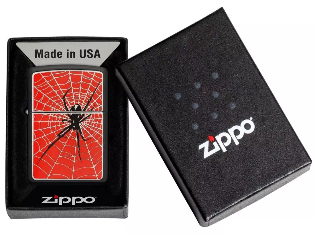 Produktbild: Zippo Spider Web Red schwarz Spinne Emblem rot Verpackung