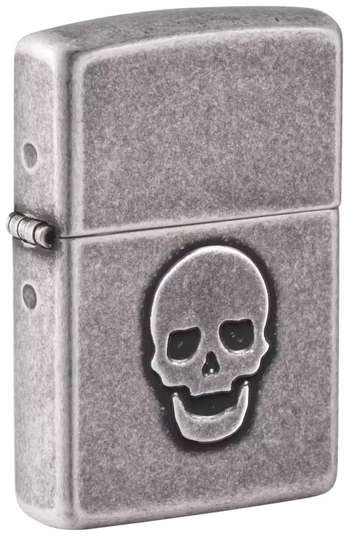 Produktbild: Zippo Stamped Skull in altsilber Feuerzeug 60007591