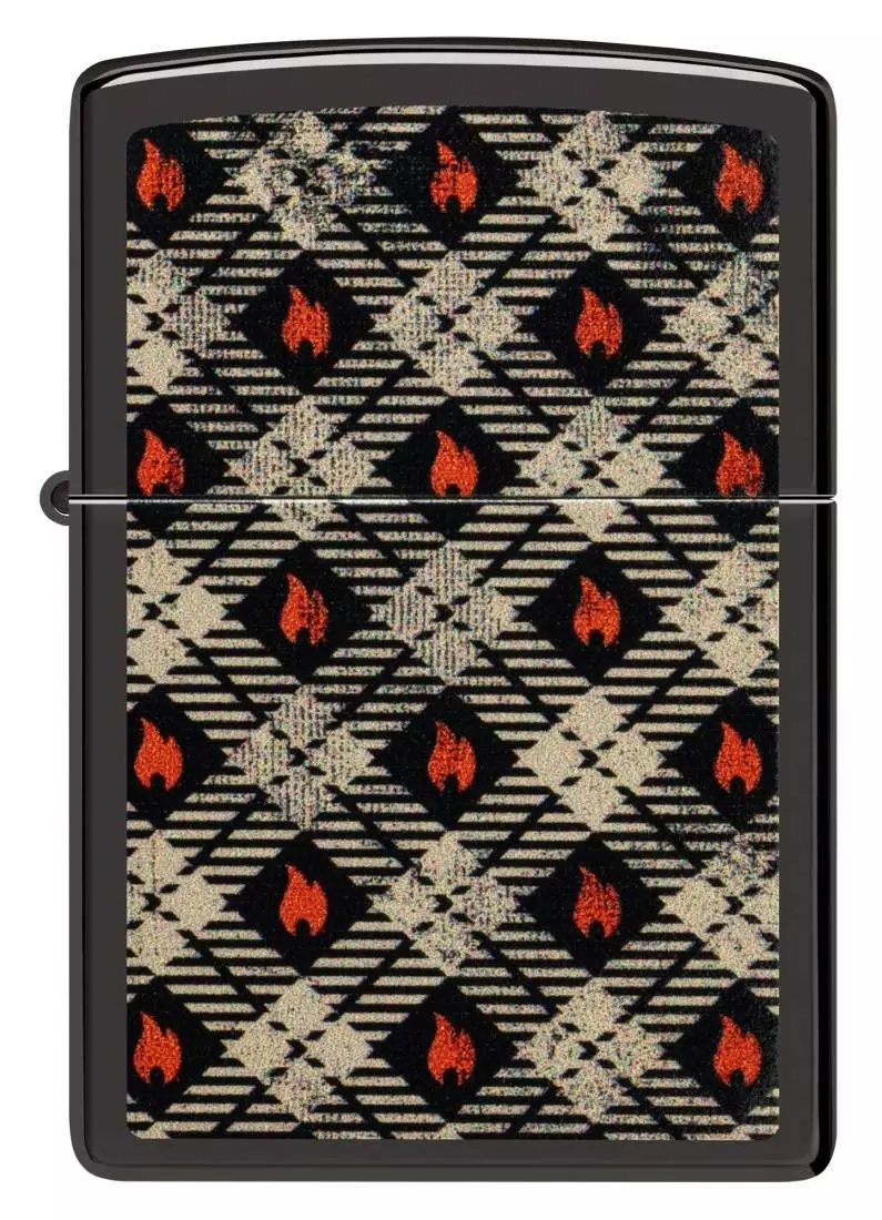 Produktbild: Zippo Tartan Karo schwarz poliert vorne