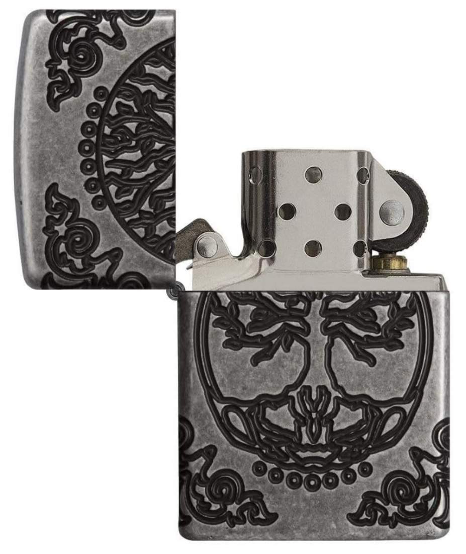 Produktbild: Zippo Tree of Life silbern antik Armor Case offen