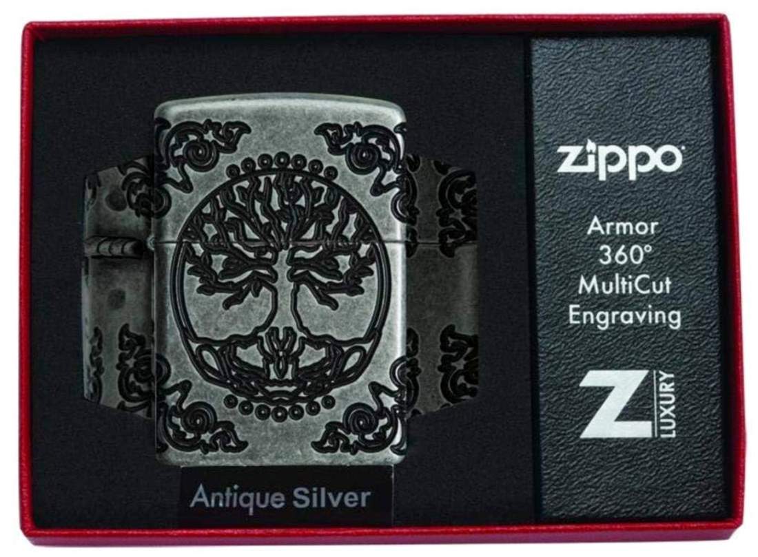 Produktbild: Zippo Tree of Life silbern antik Armor Case Verpackung