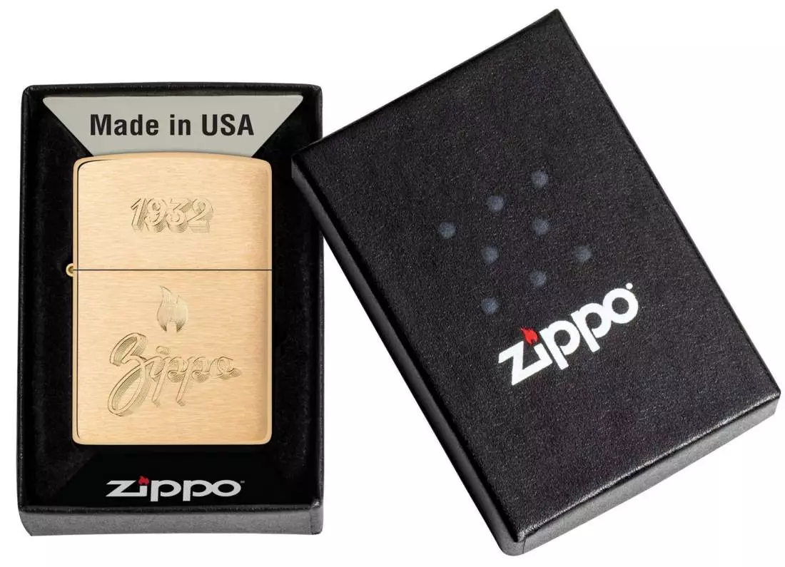 Produktbild: Zippo Vintage mit Gravur Messing Feuerzeug Verpackung