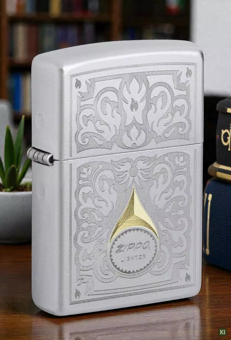 Produktbild: Zippo Vintage-Ranken Satin Chrom Feuerzeug Szene